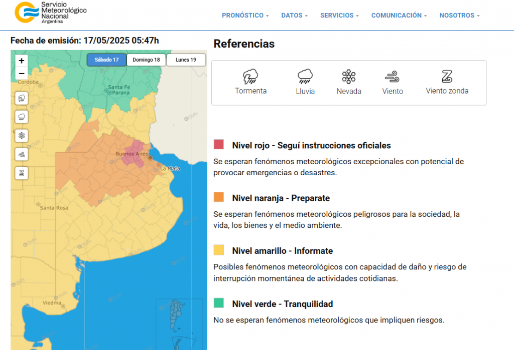 Alerta amarilla por tormentas y viento para Olavarría