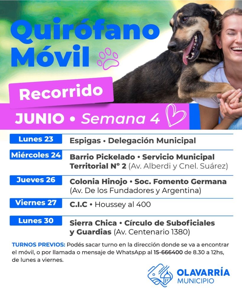 Cronograma del quirófano veterinario móvil