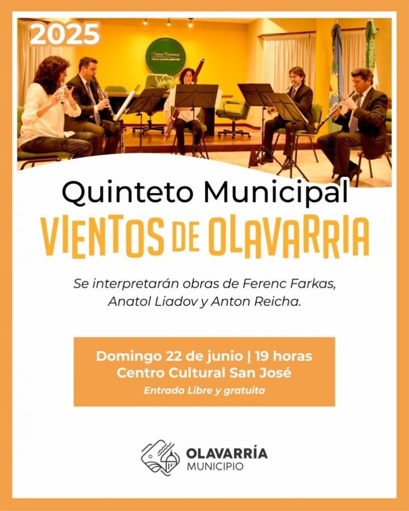 Quinteto Municipal “Vientos de Olavarría”: este domingo, en el Centro Cultural “San José”