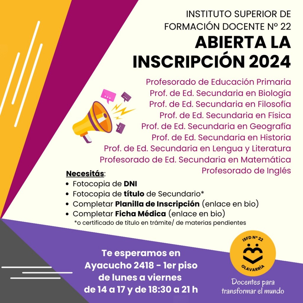 Abierta la inscripción en el Instituto 22