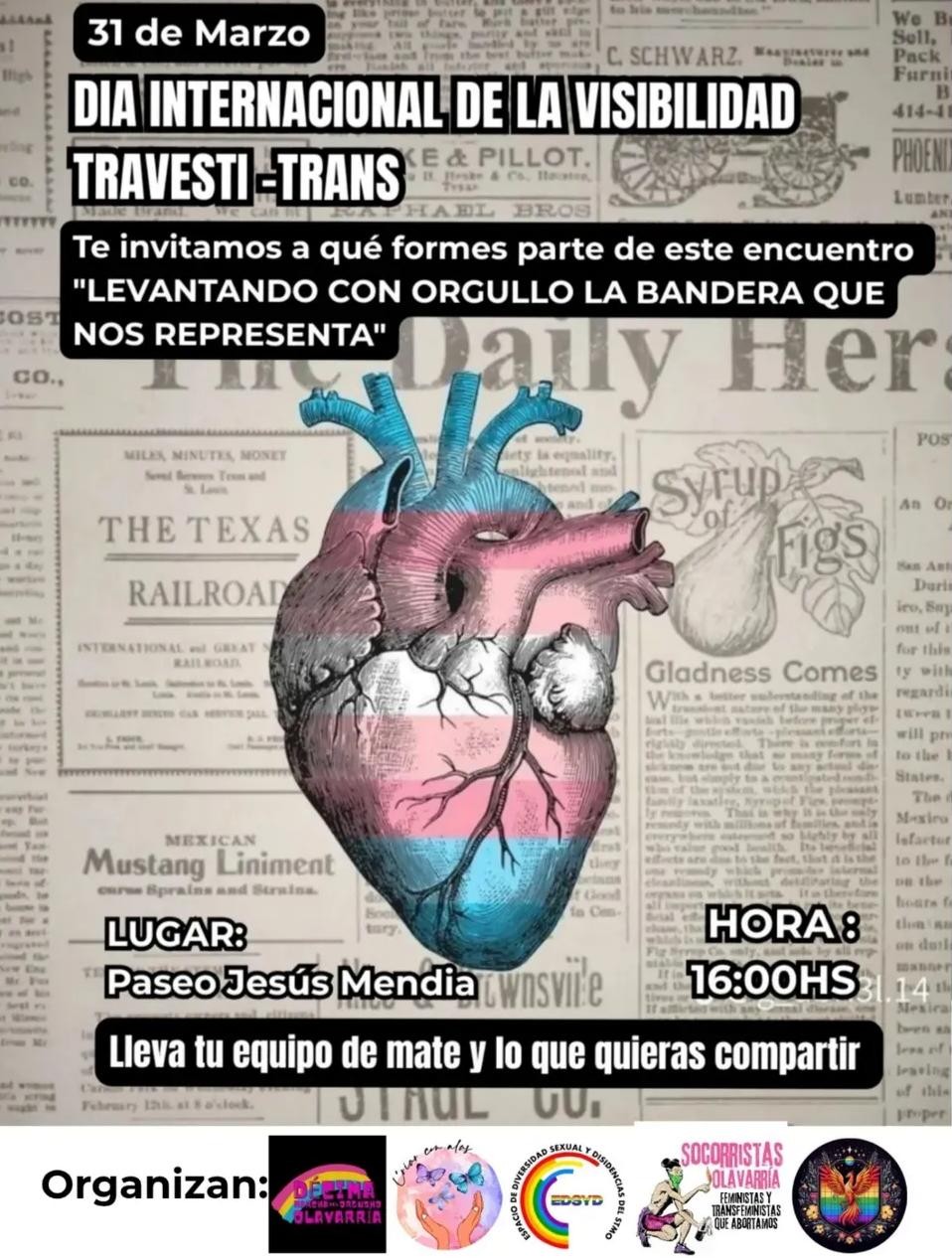 Jornada por la Visibilidad Travesti Trans este lunes