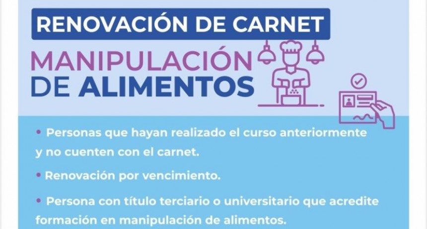 Renuevan carnets de manipuladores de alimentos, sin taller previo