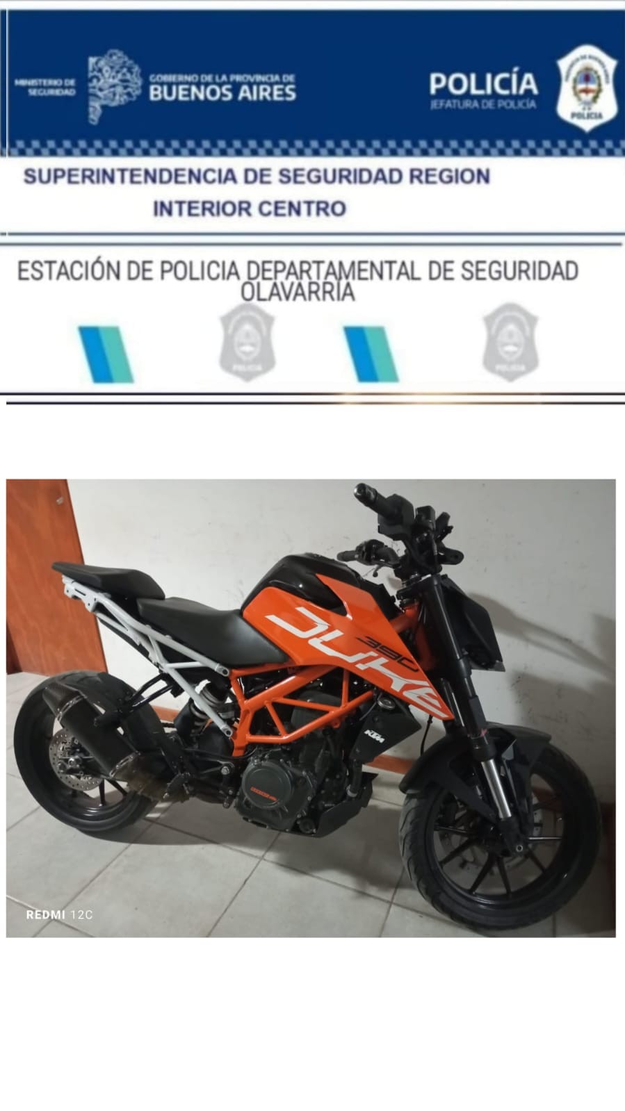 Sierras Bayas: detenido al circular con moto en infracción